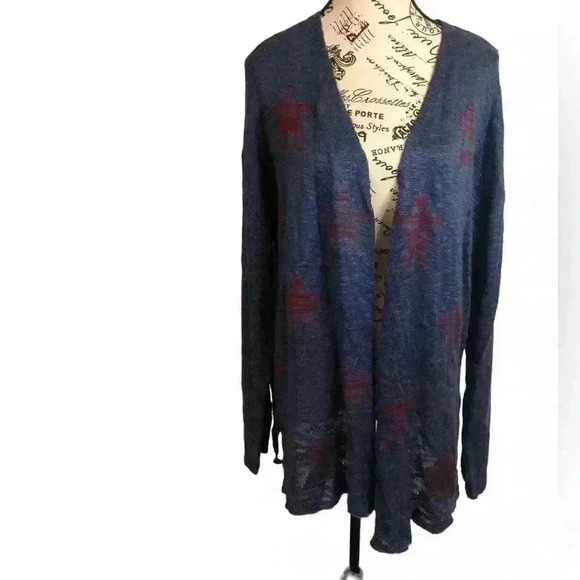 Lane Bryant Women’s 14/16 open knit blue sweater with stars - Picture 1 of 5